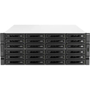 QNAP TS-H3087XU-RP NAS rack server with multiple drive bays. High-capacity network attached storage solution.