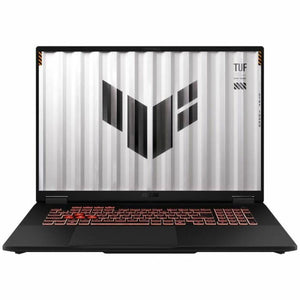 Laptop Asus with Azerty French keyboard and SDRAM memory type displayed with TUF logo on screen