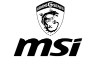 Black and white MSI logo with a stylized dragon emblem above the word msi and the text Gaming Series inside a shield shape.